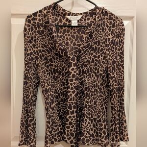 Allison Taylor Animal Print Blouse - Black and Brown